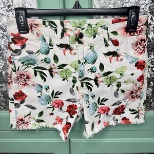 Workshop Republic floral print raw edge cut off shorts size 4
